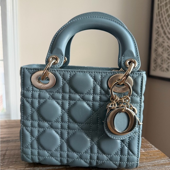 Christian Dior Cannage Mini Lady Dior Sky Blue - Picture 9 of 15